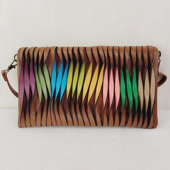 Mellow World brown rainbow twist crossbody bag Boho Retro Whimsy - Picture 1 of 12